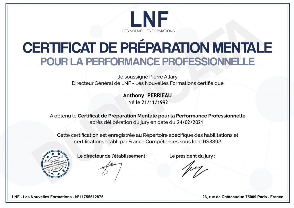 Coach PM préparation mentale avec LNF Anthony PERRIEAU