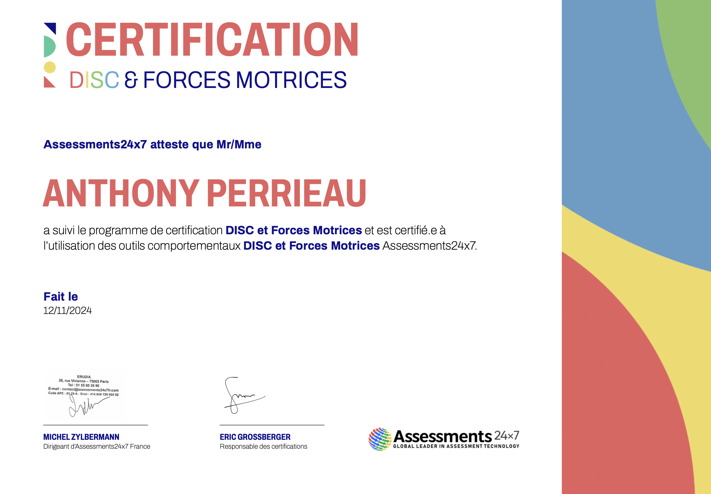 Coach DISC ET FM Anthony PERRIEAU avec Assessments24X7