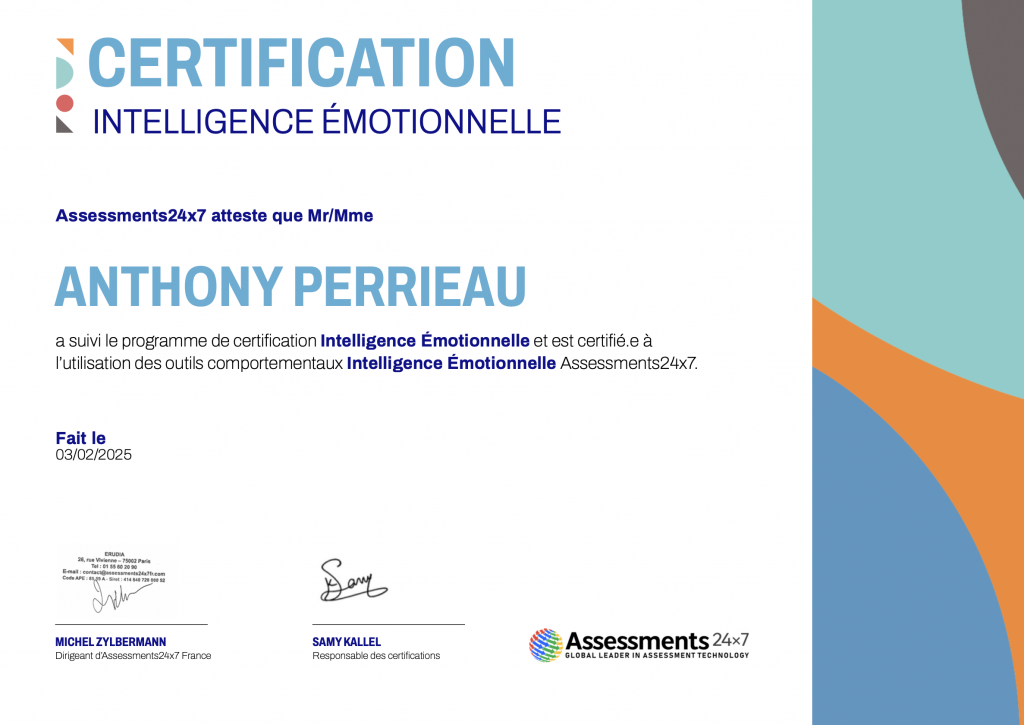 Coach et formateur certifié IEQ en intelligence émotionnelle Anthony PERRIEAU